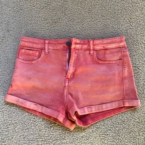 Forever21 High-rise, coral cuffed denim shorts